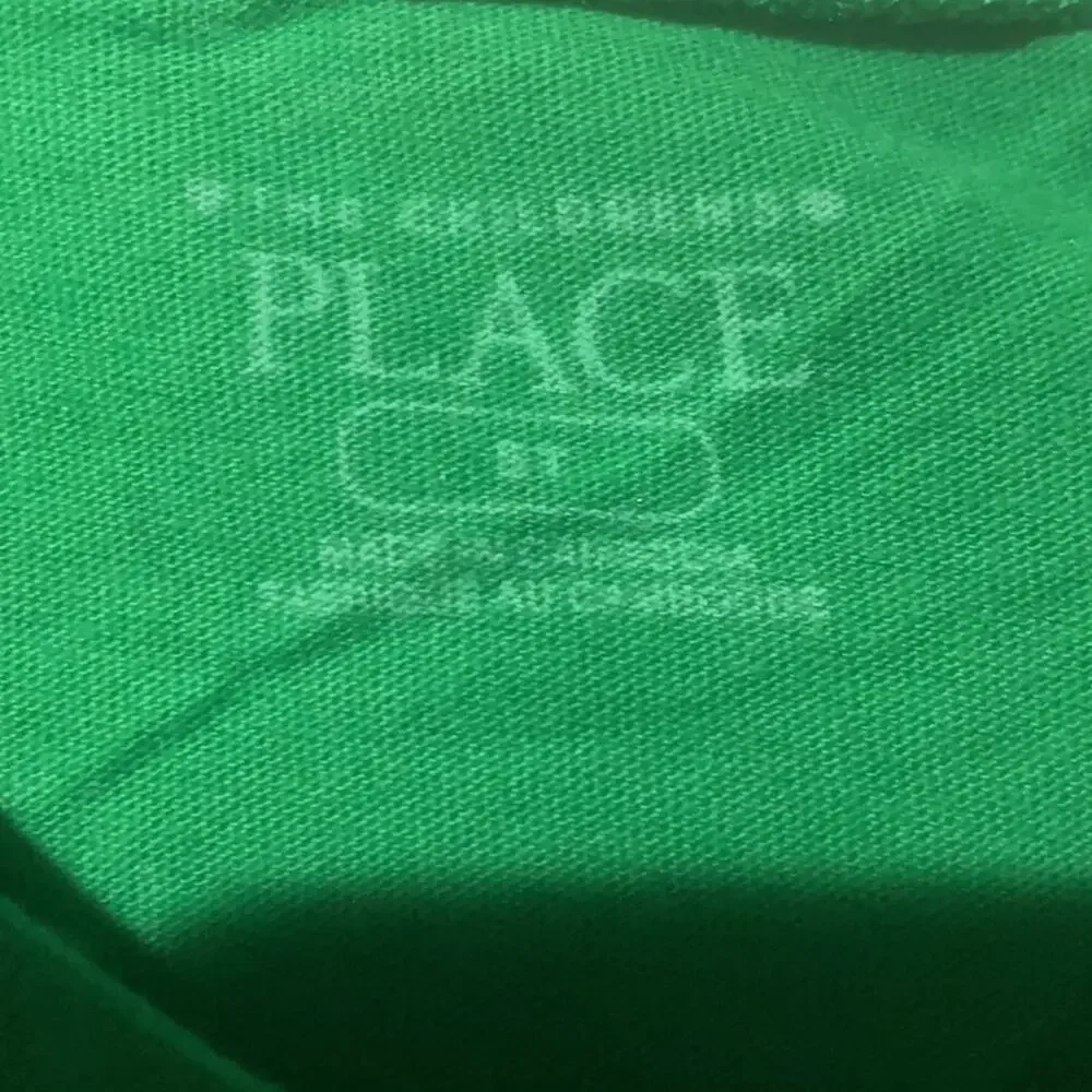 The children’s place green 5t Santa’s nice list shirt worn once